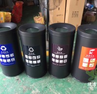 噴塑圓柱形立式不銹鋼分類垃圾桶