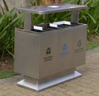 出口戶(hù)外三分類(lèi)不銹鋼垃圾箱