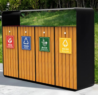 園林之雅，分類之美定制鋼木四分類垃圾箱的詩意棲居