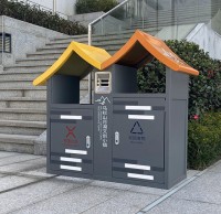 戶(hù)外新寵屋形鍍鋅板分類(lèi)垃圾桶