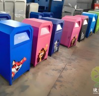 讓環(huán)保成為城市的可愛風(fēng)景定制UV打印卡通不銹鋼分類垃圾桶
